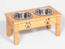 Medium Table Diner Double Feeder 22" X 11" X 10" Stained Wood