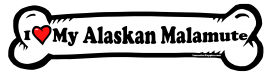 I love my Alaskan Malamute Dog Bone Sticker Free Shipping